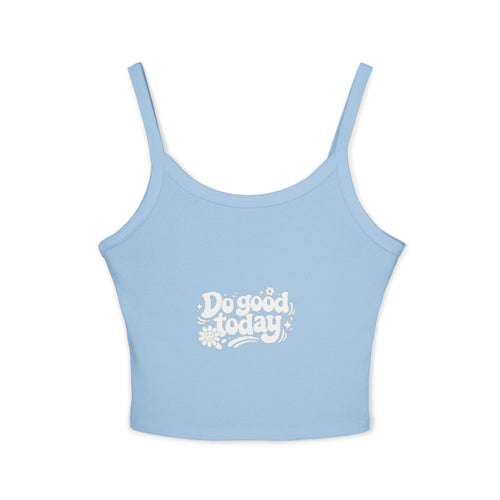 Crop Tank Top — "Do Good Today" Retro Floral Graphic for Women